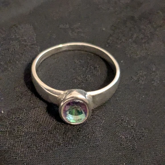New Dazzling 925 Solid Sterling Silver Ring Mystic Topaz CZ Ring Size 7 - Picture 7 of 8